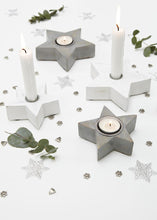 Wooden Star tealight holders ( Grey) - Set of 2
