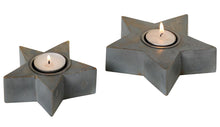 Wooden Star tealight holders ( Grey) - Set of 2