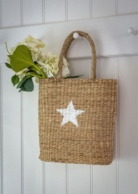 Seagrass tote bag with white star