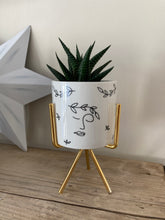 Leaves & Face Mini Planter with gold stand