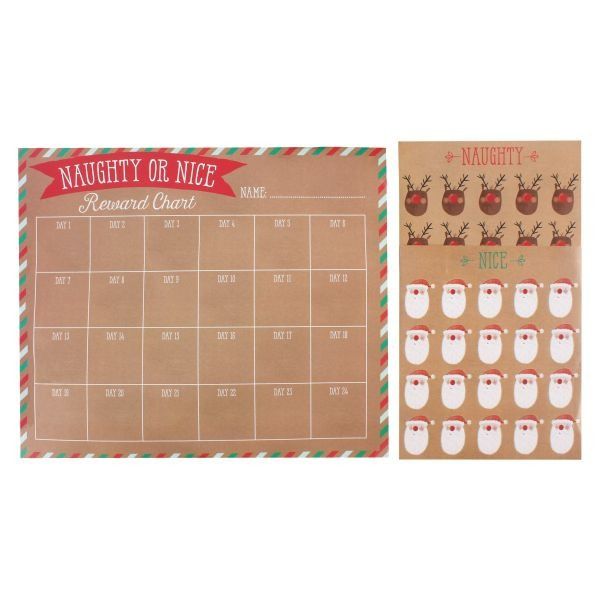 Naughty or nice reward chart