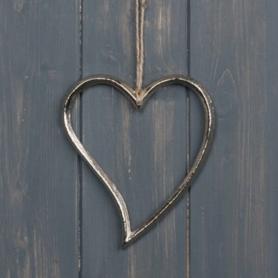 Silver heart hanging decoration