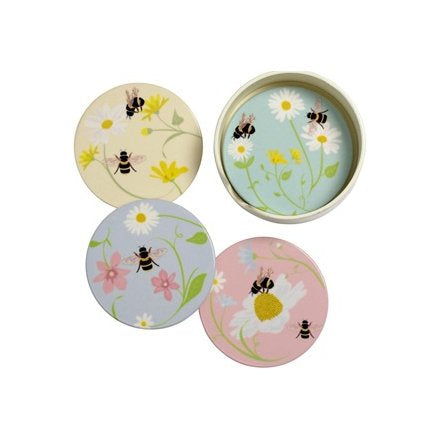 Ceramic bee coaster set