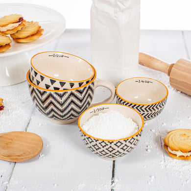 Geo Mustard Measuring Bowls