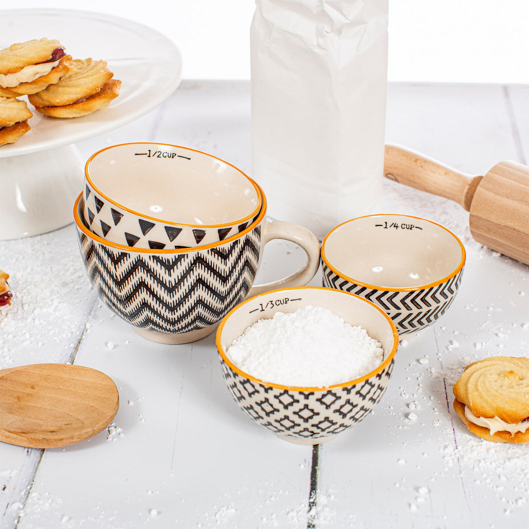 Geo Mustard Measuring Bowls