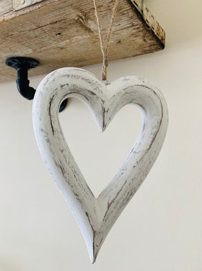 Chubby Wooden Heart - WHITE