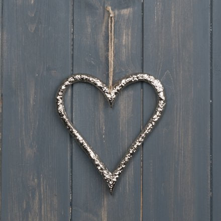 Hammered effect metal heart - available in 2 sizes