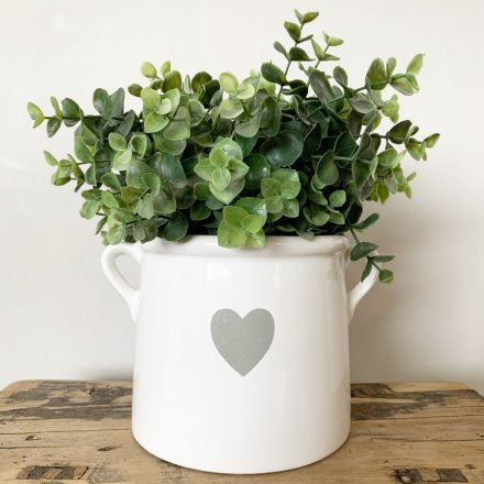Heart pot with handles - White