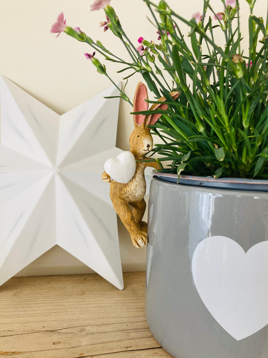 Pot hanging rabbit with heart