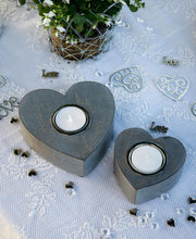 Heart wooden tealight holders ( Grey) - Set of 2