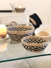 Olive Interiors Black Chevron Rattan Bowls - Set of 2