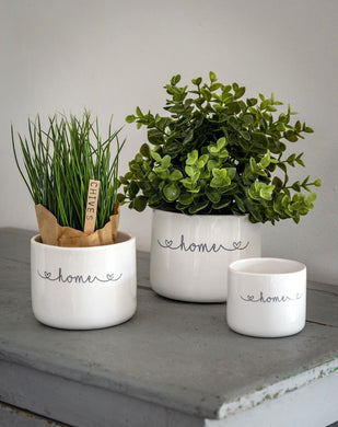 Trio of Ceramic ‘Home’ Planters